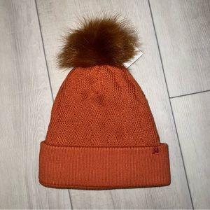 Lululemon Chevron Knit Pom Beanie Wool Fleece Lined O/S Canyon Orange CAYO